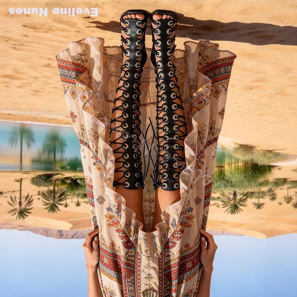 Women Gladiator Knee High Sand - огляд і ціна Knee High Boots Women