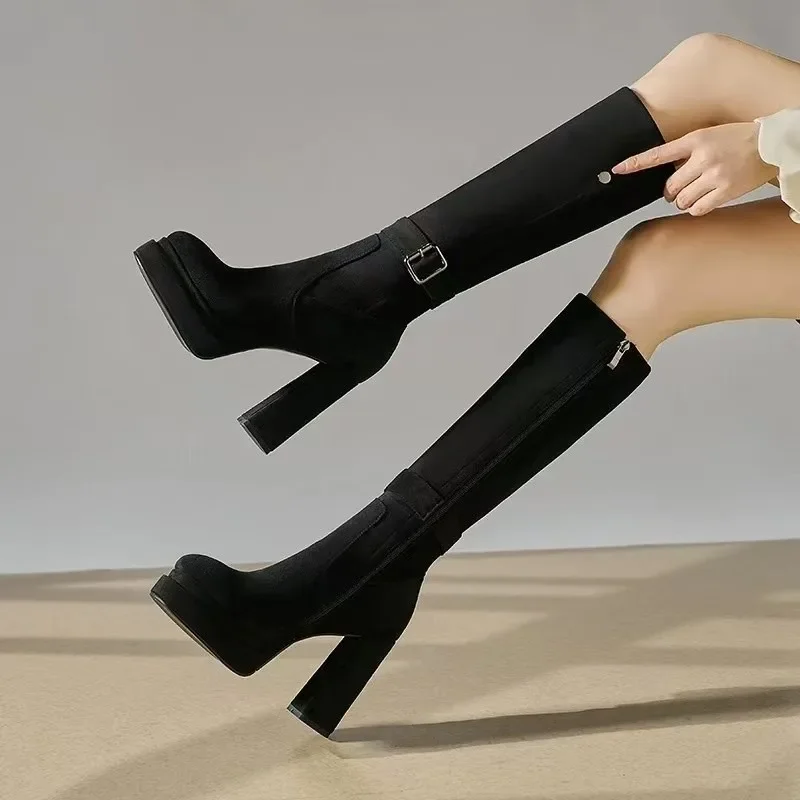 Women Platform Thick High Heel - огляд і ціна Knee High Boots Women